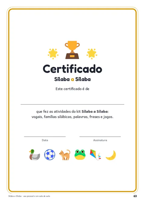 Página: certificado com campo para o nome